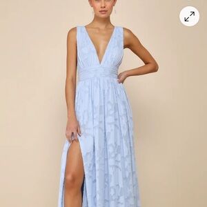 Sweet Sophisticated Light Blue Burnout Floral Maxi Dress